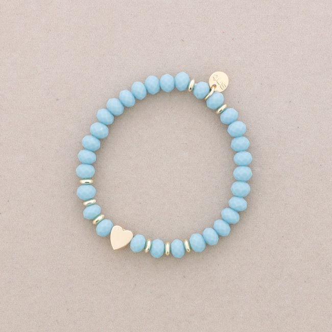 PULSERA ELÁSTICA CRISTALES FACETADOS CORAZON METAL