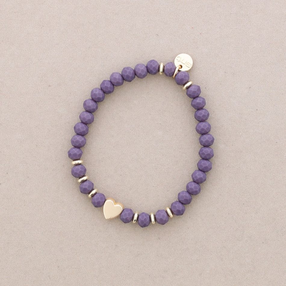PULSERA ELÁSTICA CRISTALES FACETADOS CORAZON METAL