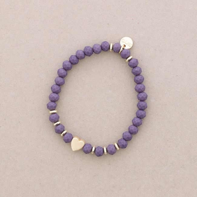 PULSERA ELÁSTICA CRISTALES FACETADOS CORAZON METAL