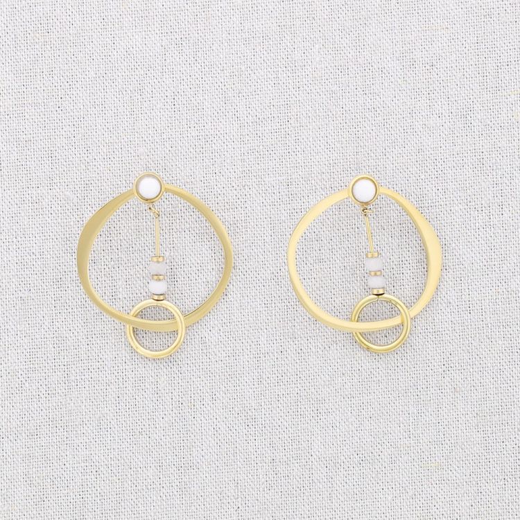 PENDIENTES ACERO DOBLE CÍRCULO PIEDRAS