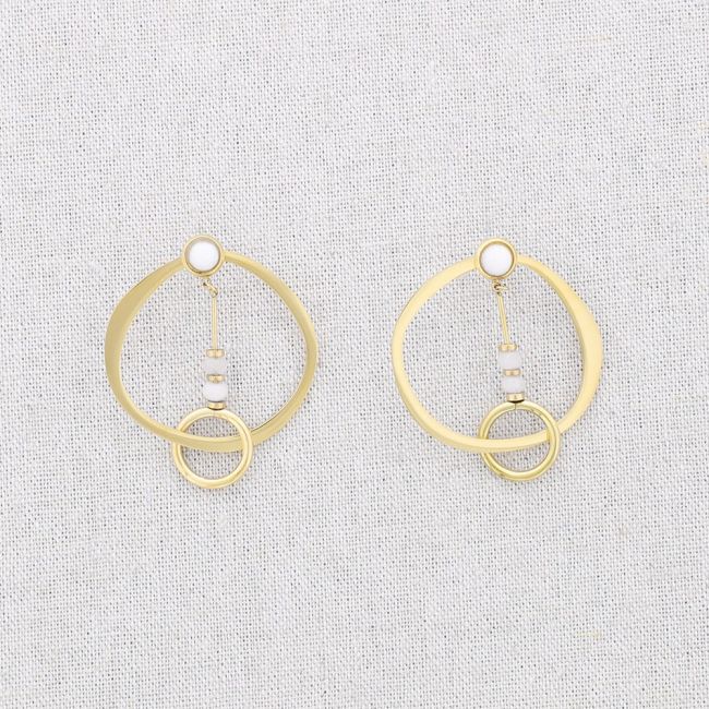 PENDIENTES ACERO DOBLE CÍRCULO PIEDRAS