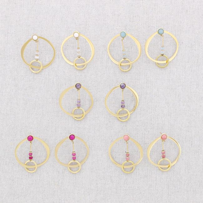 PENDIENTES ACERO DOBLE CÍRCULO PIEDRAS