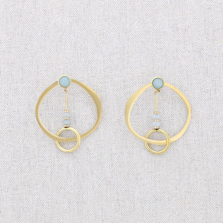 PENDIENTES ACERO DOBLE CÍRCULO PIEDRAS