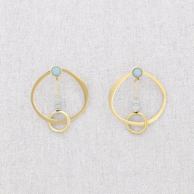 PENDIENTES ACERO DOBLE CÍRCULO PIEDRAS