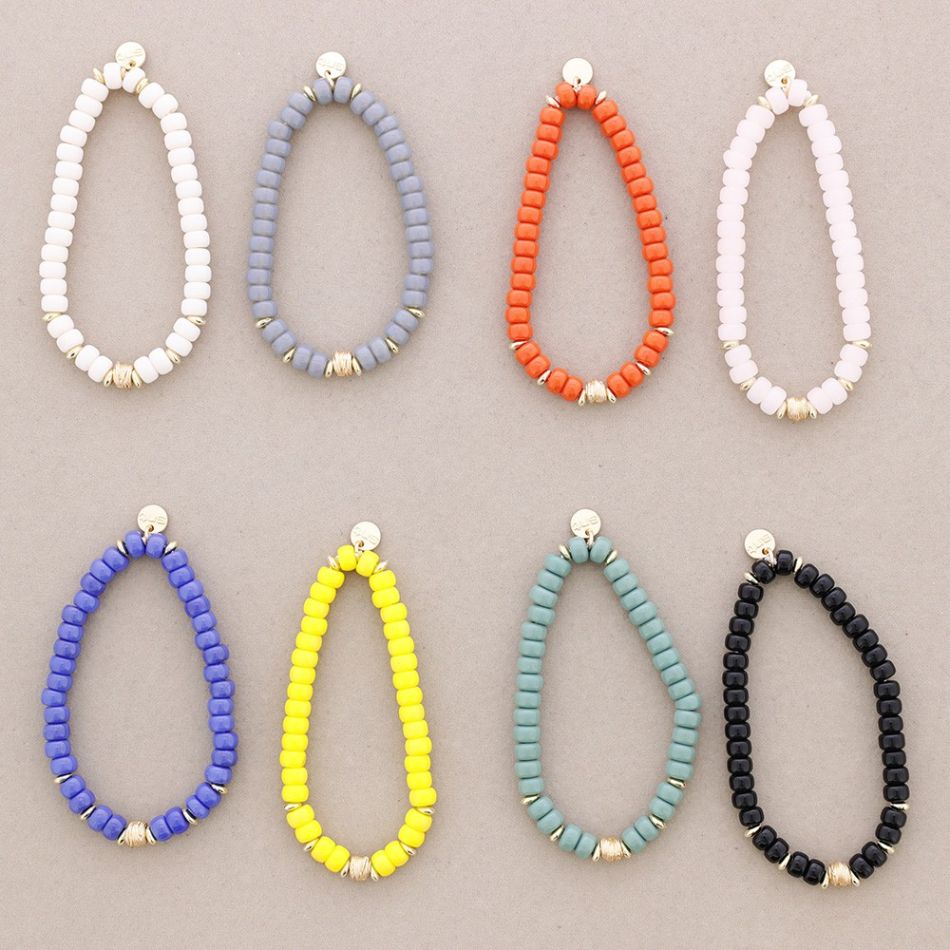 METAL BEAD STONE ELASTIC BRACELET