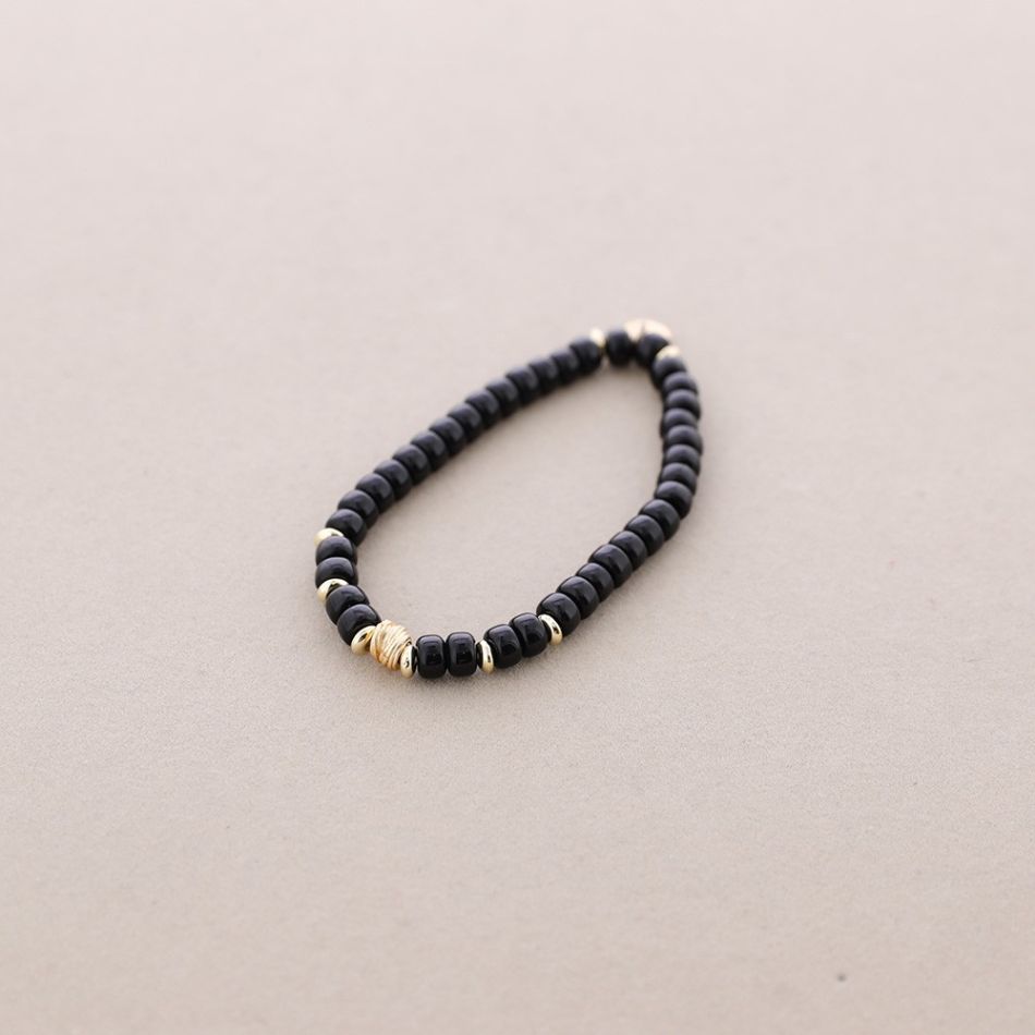 PULSERA ELÁSTICA PIEDRA CUENTA METAL