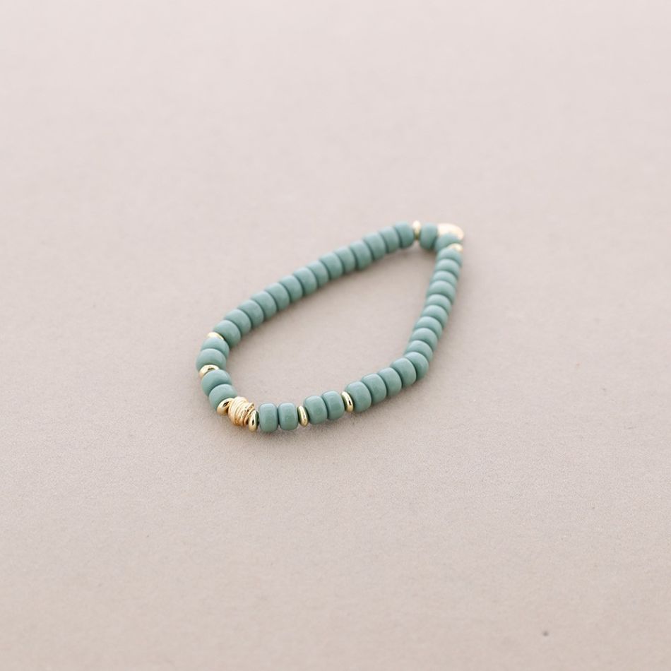 PULSERA ELÁSTICA PIEDRA CUENTA METAL