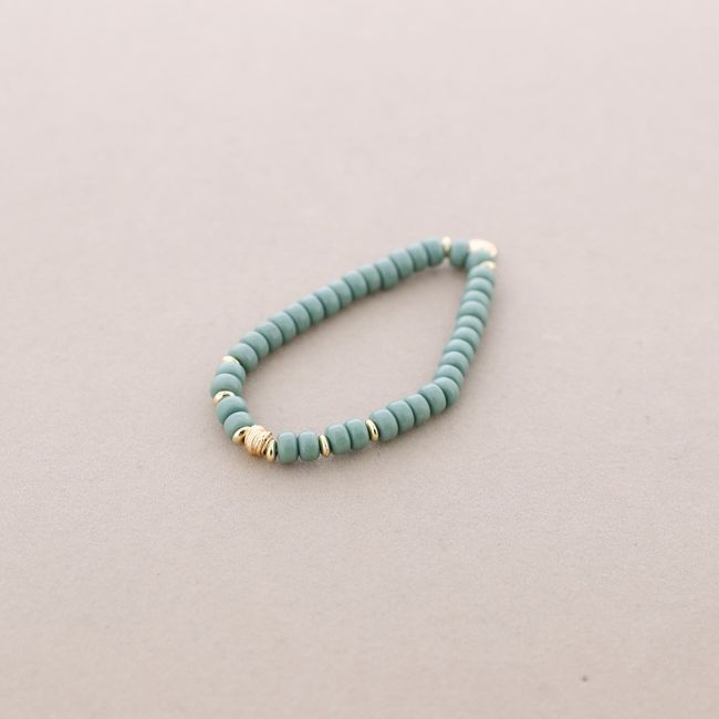 PULSERA ELÁSTICA PIEDRA CUENTA METAL
