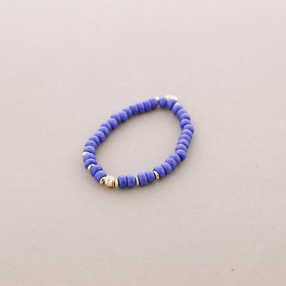PULSERA ELÁSTICA PIEDRA CUENTA METAL