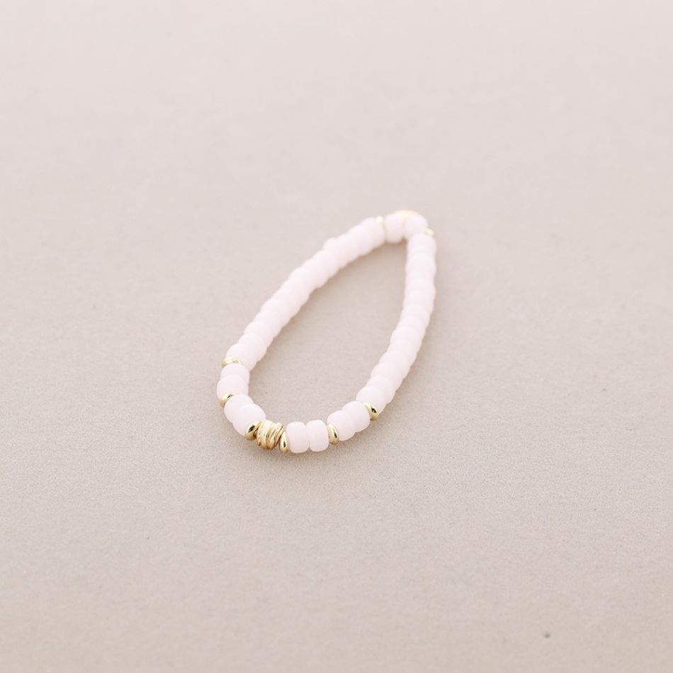METAL BEAD STONE ELASTIC BRACELET