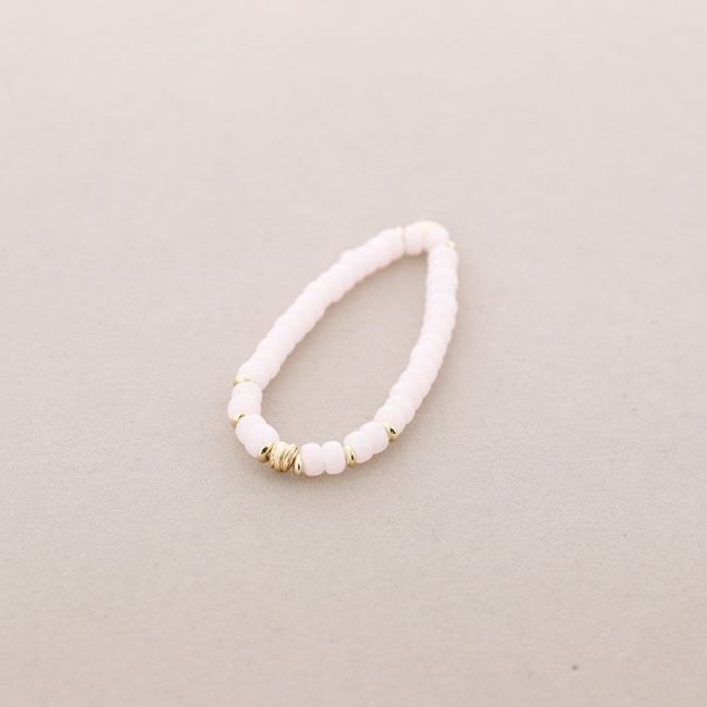 METAL BEAD STONE ELASTIC BRACELET