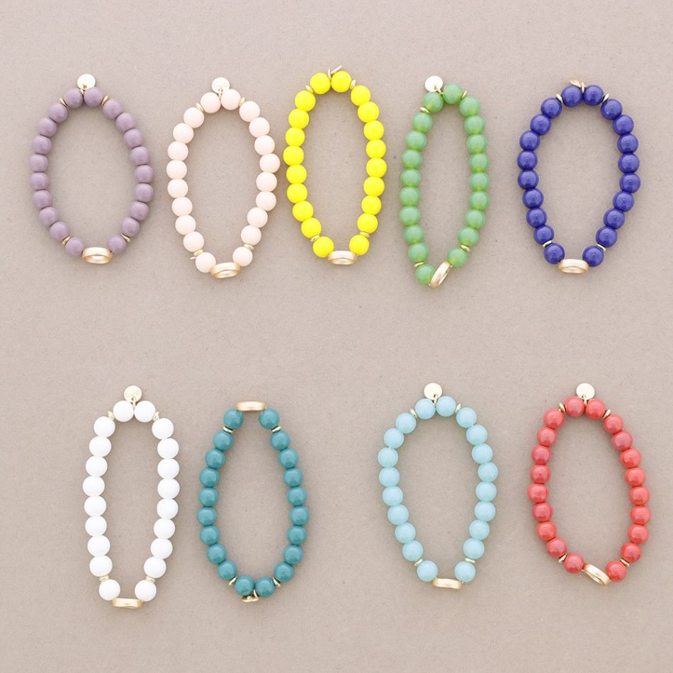 PULSERA ELÁSTICA PIEDRA CÍRCULO METAL