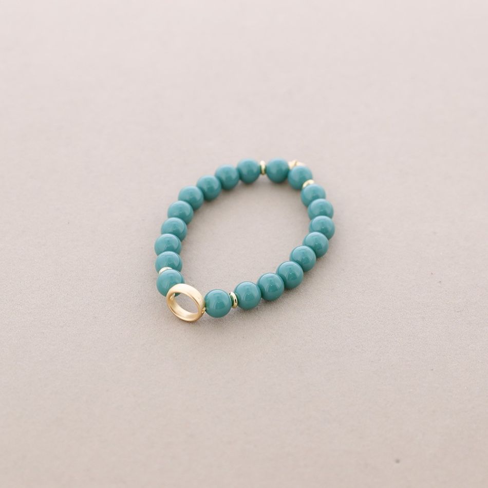 METAL CIRCLE STONE ELASTIC BRACELET