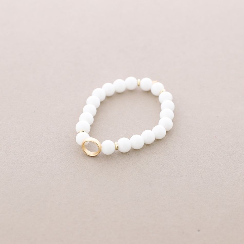 METAL CIRCLE STONE ELASTIC BRACELET
