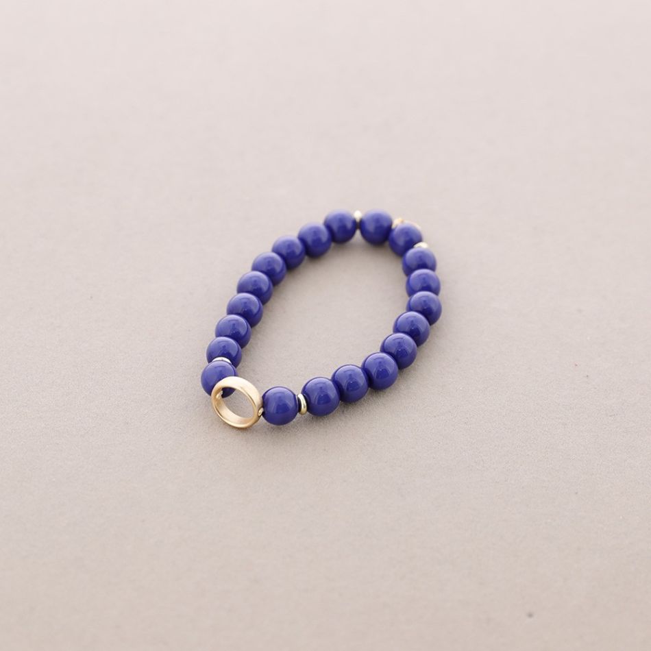 METAL CIRCLE STONE ELASTIC BRACELET