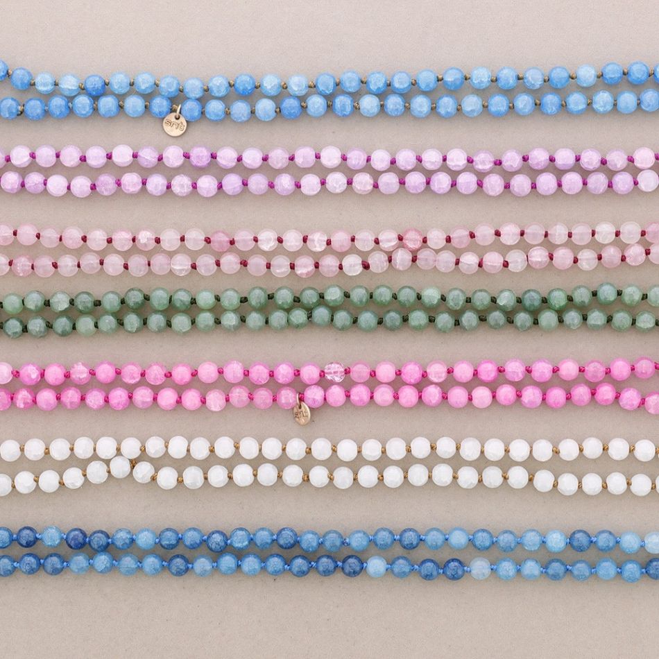 COLLAR LARGO NUDOS BOLAS PIEDRA 1.2M*8MM