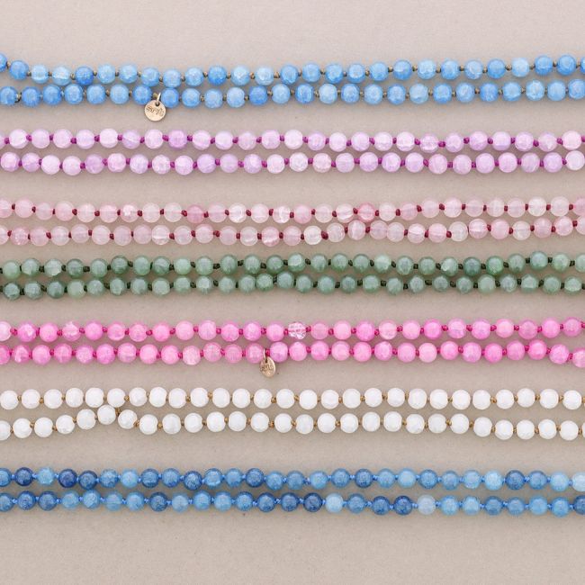 COLLAR LARGO NUDOS BOLAS PIEDRA 1.2M*8MM