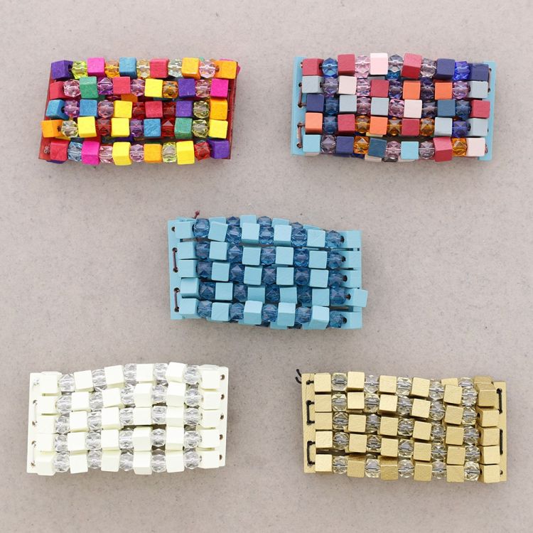 PULSERA ELÁSTICA CUENTAS ACRÍLICA MADERA 2