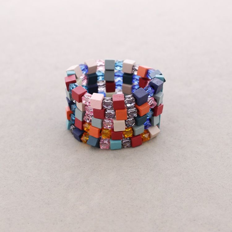 PULSERA ELÁSTICA CUENTAS ACRÍLICA MADERA
