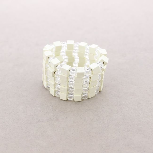 ELASTIC WOODEN ACRYLIC BEAD BRACELET