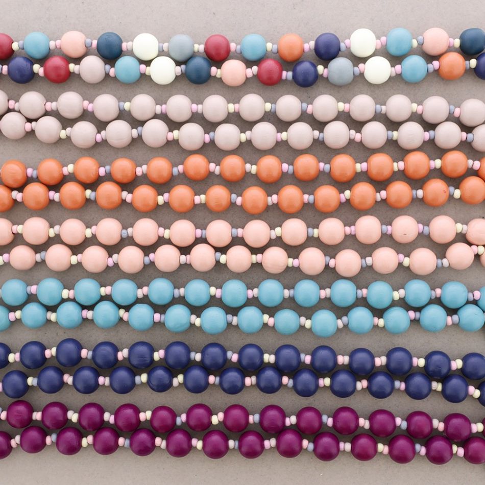 COLLAR LARGO BOLAS MADERA