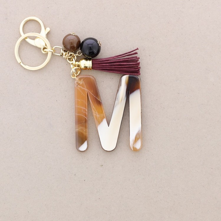 RESIN INITIAL LETTER M PENDANT KEYCHAIN