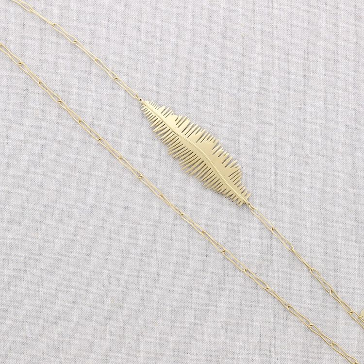 COLLAR LARGO ELABONES ACERO HOJA