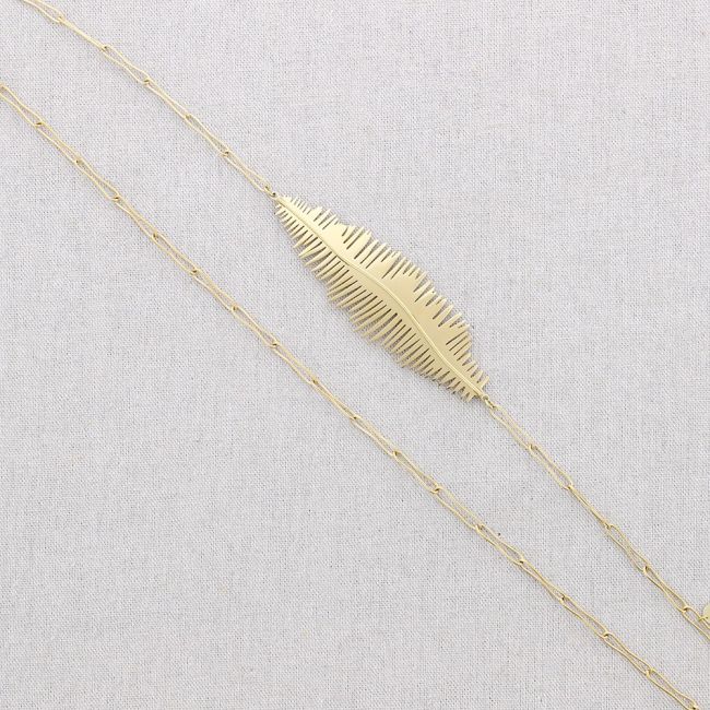 LONG NECKLACE ELABONES STEEL LEAF