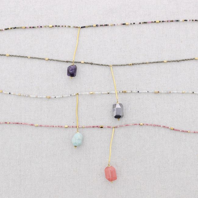 COLLAR LARGO ACERO PIEDRAS COLGANTE