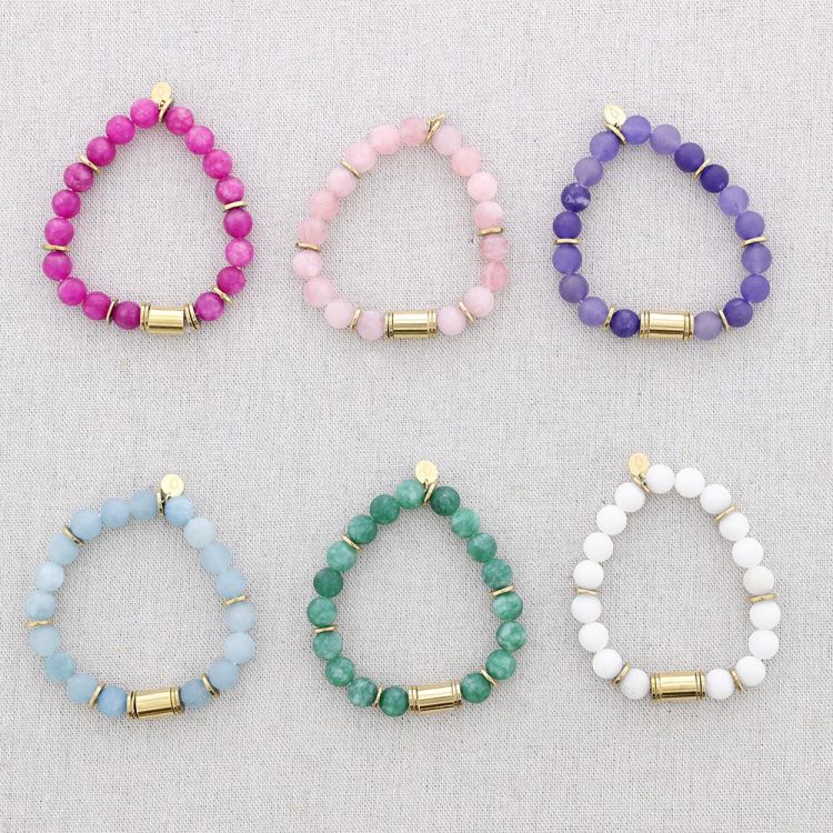PULSERA ELÁSTICA ACERO PIEDRAS 2