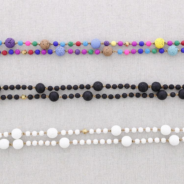 LONG NECKLACE WITH STEEL BEADS AND STONES 2