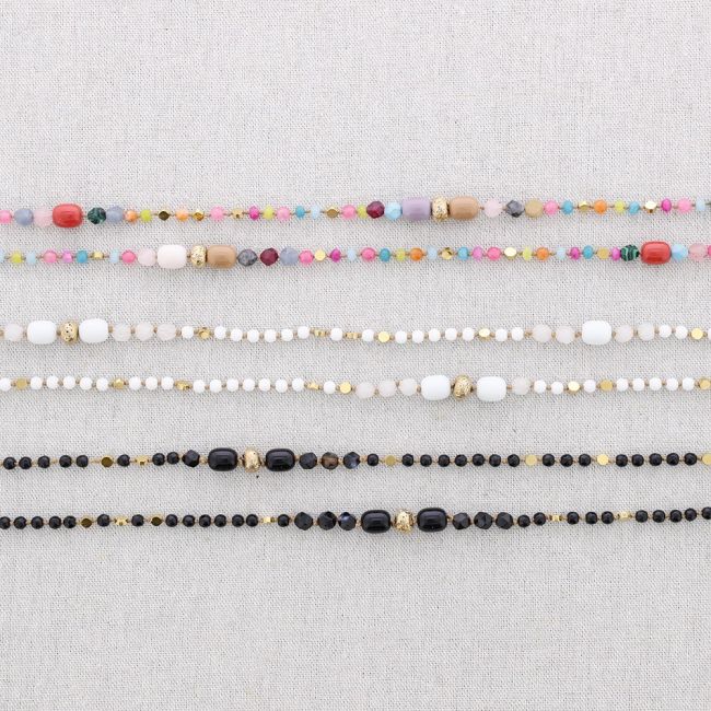 LONG STEEL STONE NECKLACE