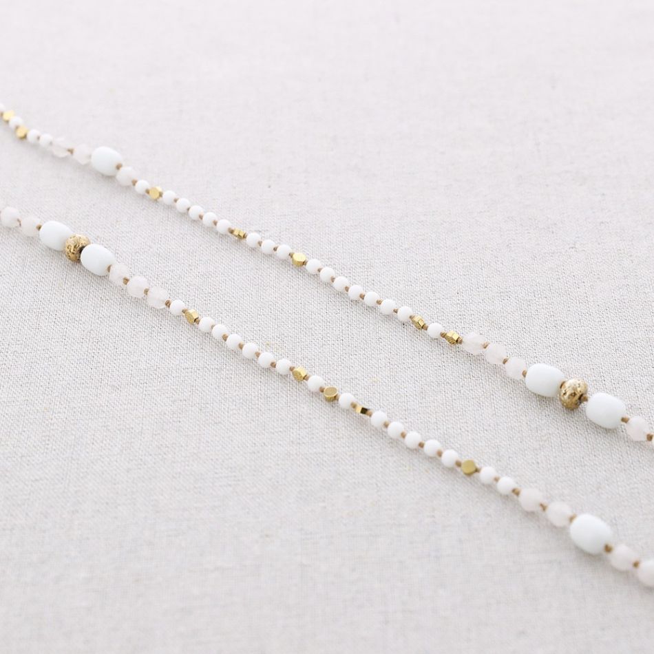 LONG STEEL STONE NECKLACE