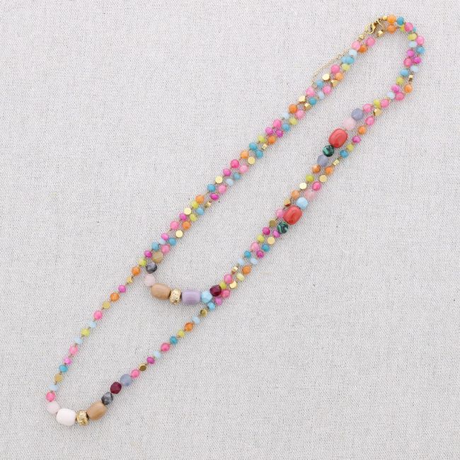 LONG STEEL STONE NECKLACE