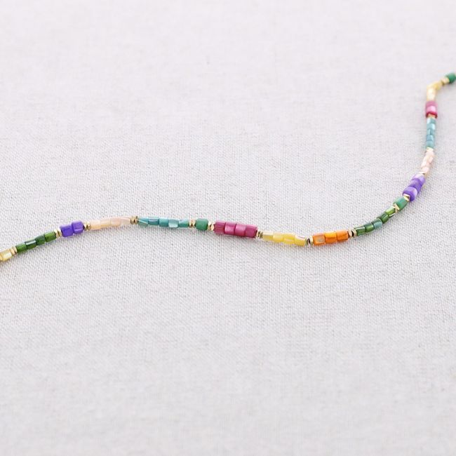 PULSERA ACERO TRES VUELTAS CUENTAS NÁCAR