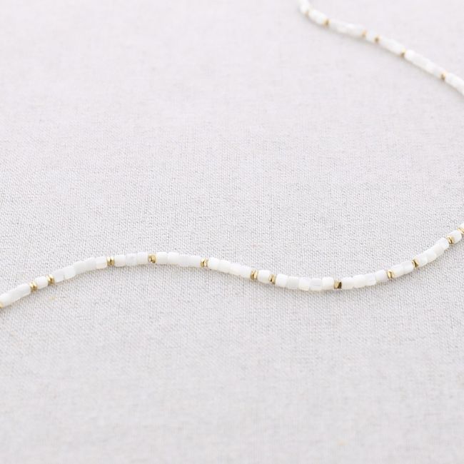 PULSERA ACERO TRES VUELTAS CUENTAS NÁCAR