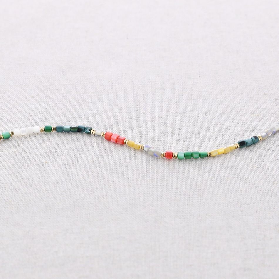 PULSERA ACERO TRES VUELTAS CUENTAS NÁCAR