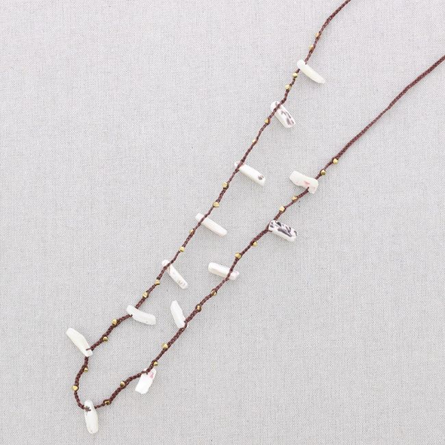COLLAR LARGO CUENTAS ACERO PERLAS