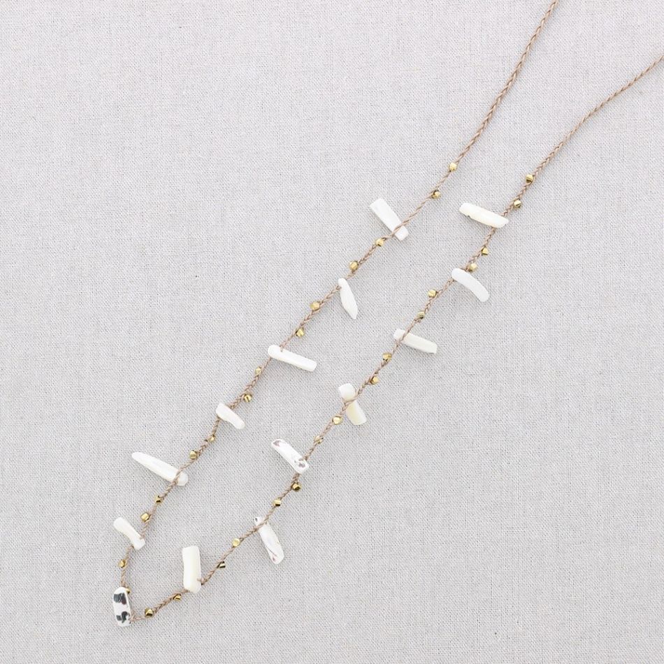 COLLAR LARGO CUENTAS ACERO PERLAS