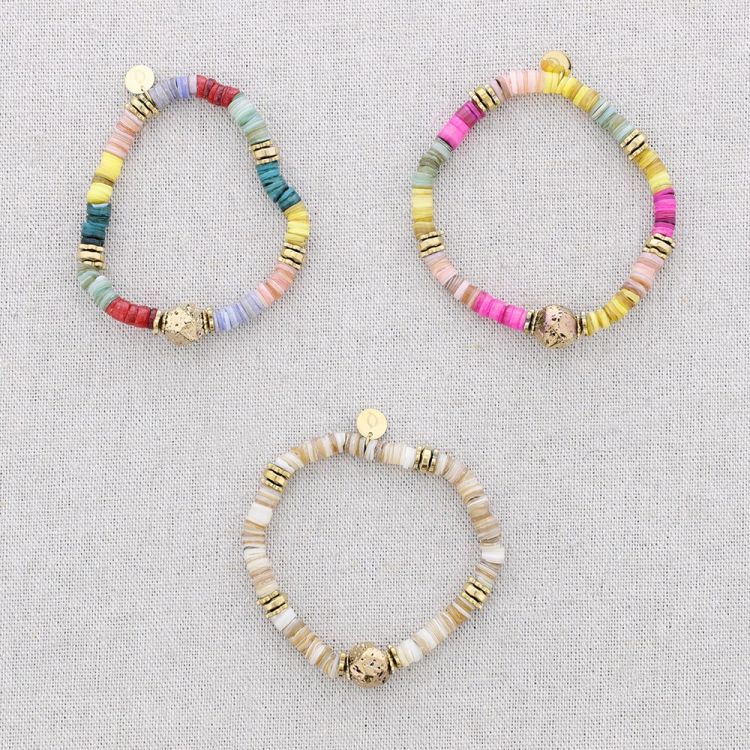 STEEL ELASTIC BRACELET WITH NACRE BEADS 2