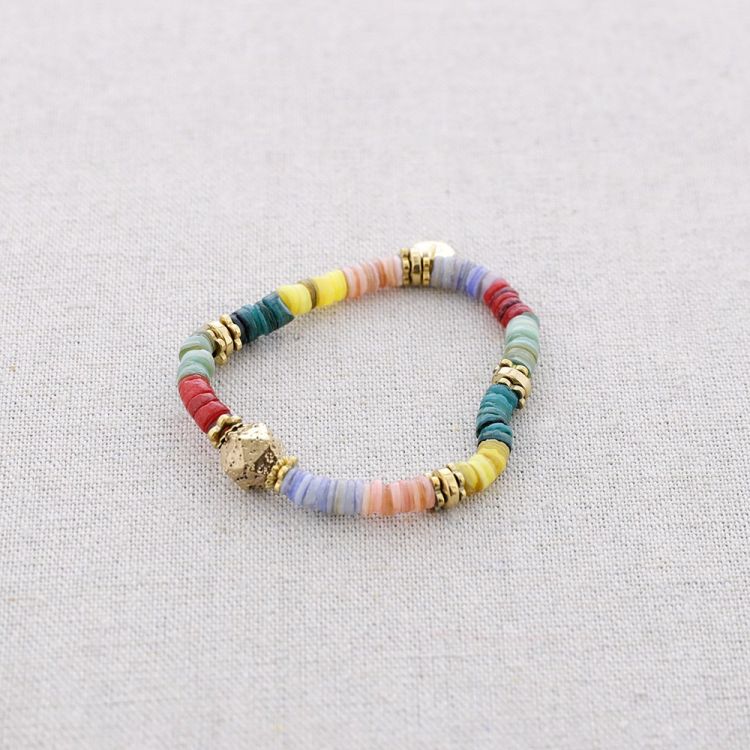 STEEL ELASTIC BRACELET WITH NACRE BEADS