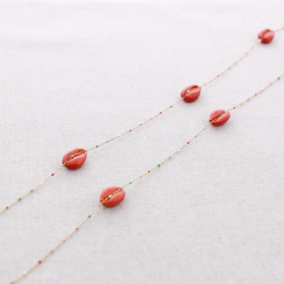 COLLAR LARGO ACERO CONCHITAS