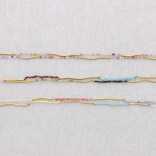 LONG NECKLACE STEEL TUBES WITH STONES