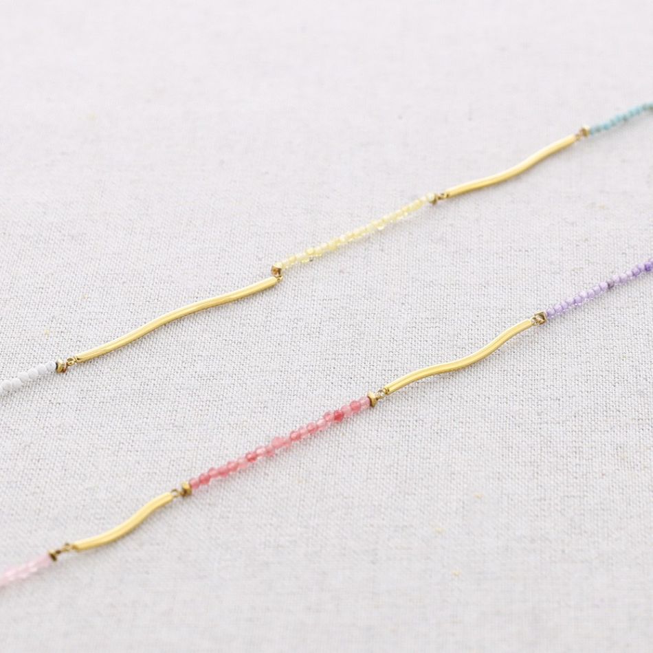 LONG NECKLACE STEEL TUBES WITH STONES