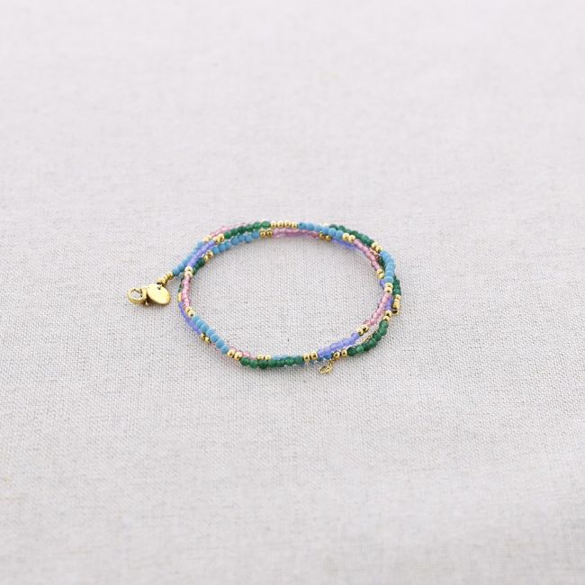 PULSERA ACERO TRES VUELTAS PIEDRAS FACETADAS