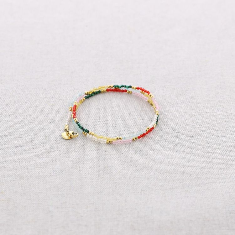 PULSERA ACERO TRES VUELTAS PIEDRAS FACETADAS