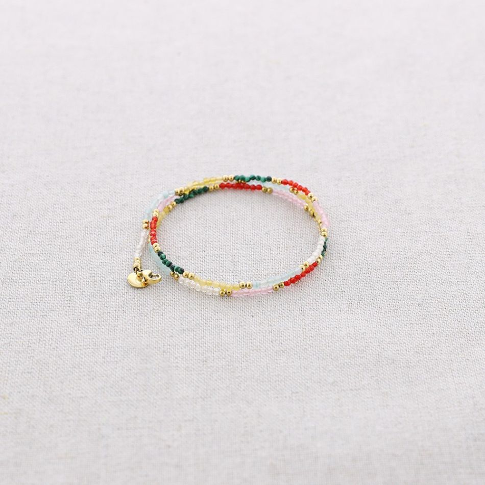 PULSERA ACERO TRES VUELTAS PIEDRAS FACETADAS