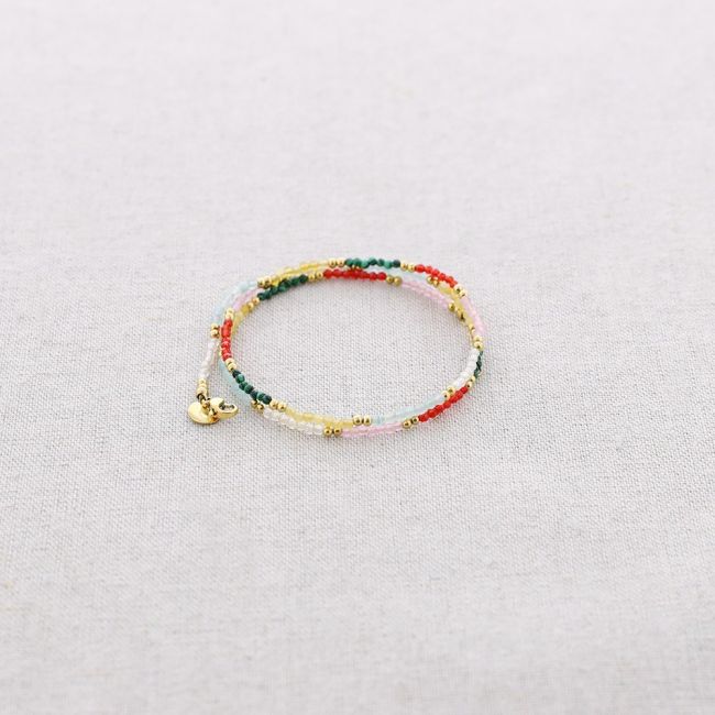PULSERA ACERO TRES VUELTAS PIEDRAS FACETADAS