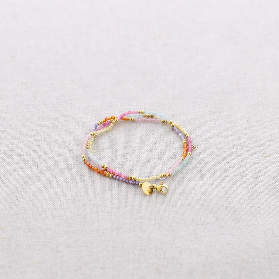 PULSERA ACERO TRES VUELTAS PIEDRAS FACETADAS