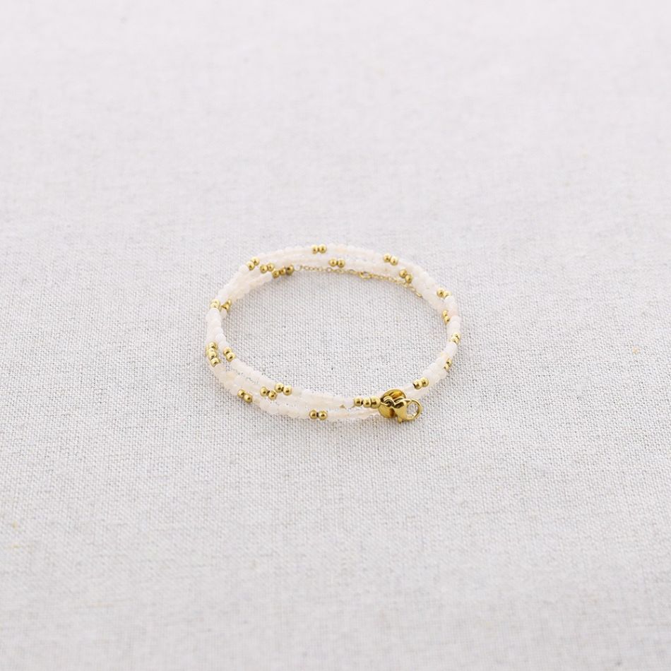 PULSERA ACERO TRES VUELTAS PIEDRAS FACETADAS